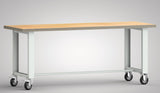 KLW-LUTZ Werkbank B1500 x T700 x H840 mm Buche Multiplex lichtgrau mit Bock- und Lenkrollen