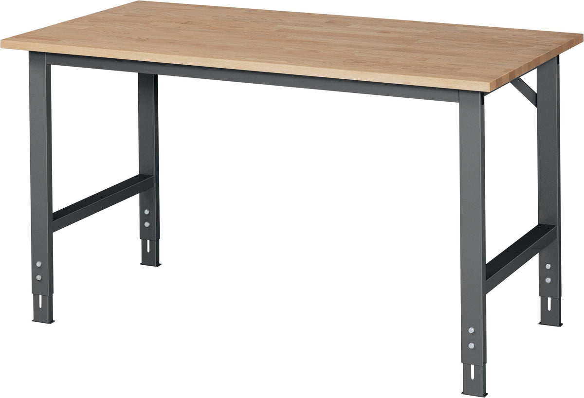 RAU Werktisch Tom 1500x800 mm Buche Massivplatte, Gestell anthrazitgrau RAL7016, höhenverstellbar 760-1080 mm, 500 kg