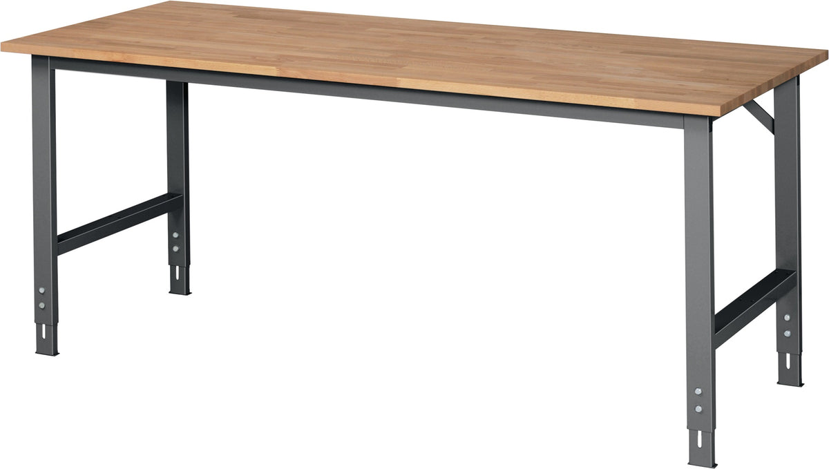 RAU Werktisch Tom 1500x800 mm Buche Massivplatte, Gestell anthrazitgrau RAL7016, höhenverstellbar 760-1080 mm, 500 kg