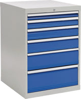 BEDRUNKA+HIRTH Schubladenschrank 6 Schubladen Vollauszug 1019x705x736 mm lichtgrau/signalblau
