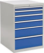 BEDRUNKA+HIRTH Schubladenschrank 6 Schubladen Vollauszug 1019x705x736 mm lichtgrau/signalblau