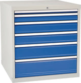 BEDRUNKA+HIRTH Schubladenschrank 6 Schubladen Vollauszug 1019x705x736 mm lichtgrau/signalblau