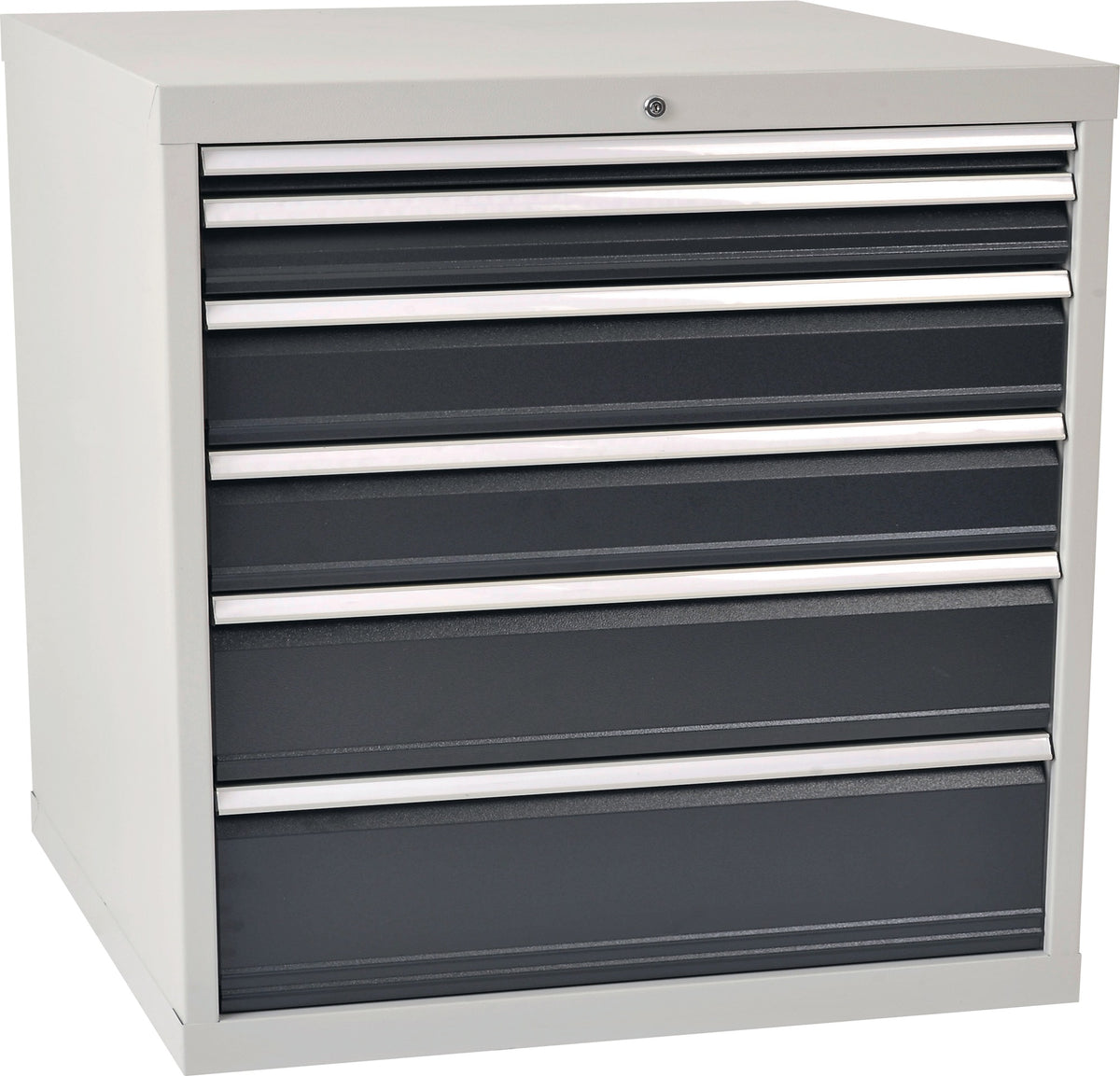 BEDRUNKA+HIRTH Schubladenschrank 6 Schubladen Vollauszug 1019x705x736 mm lichtgrau/signalblau