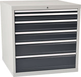 BEDRUNKA+HIRTH Schubladenschrank 6 Schubladen Vollauszug 1019x705x736 mm lichtgrau/signalblau