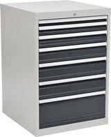 BEDRUNKA+HIRTH Schubladenschrank 6 Schubladen Vollauszug 1019x705x736 mm lichtgrau/signalblau