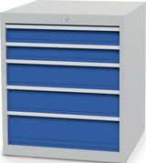 BEDRUNKA+HIRTH Schubladenschrank 6 Schubladen Vollauszug 1019x705x736 mm lichtgrau/signalblau