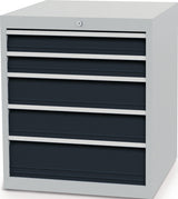 BEDRUNKA+HIRTH Schubladenschrank 6 Schubladen Vollauszug 1019x705x736 mm lichtgrau/signalblau