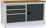 BEDRUNKA+HIRTH Werkbank signalblau lichtgrau 1500x859x750 mm Buche Multiplex 40 mm 1 Schublade 1 Tür