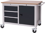 Bedrunka & Hirth Werkbank B1250xT750xH935mm Buche Multiplex lichtgrau/signalblau 3 Schubladen 1 Tür