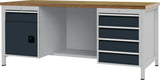 BEDRUNKA+HIRTH Werkbank signalblau lichtgrau 1500x859x750 mm Buche Multiplex 40 mm 1 Schublade 1 Tür