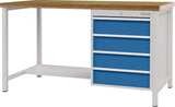 BEDRUNKA+HIRTH Werkbank signalblau lichtgrau 1500x859x750 mm Buche Multiplex 40 mm 1 Schublade 1 Tür