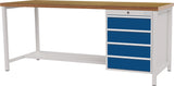 BEDRUNKA+HIRTH Werkbank signalblau lichtgrau 1500x859x750 mm Buche Multiplex 40 mm 1 Schublade 1 Tür