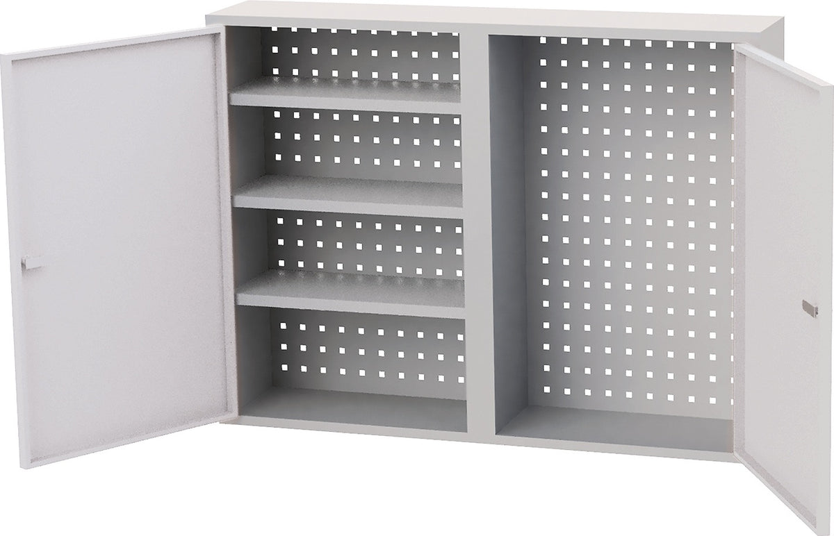 BEDRUNKA+HIRTH Hängeschrank 750x1000x200 mm mit Vollblechtüren, abschließbar, lichtgrau