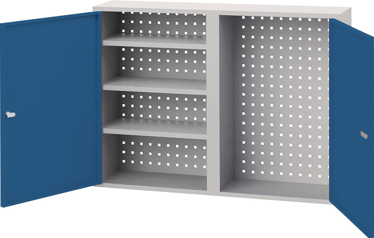 BEDRUNKA+HIRTH Hängeschrank 750x1000x200 mm mit Vollblechtüren, abschließbar, lichtgrau