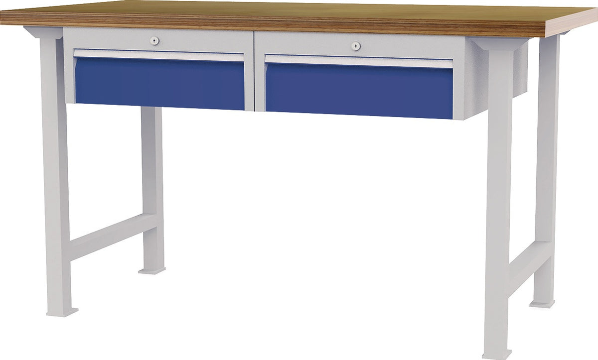 Bedrunka & Hirth Werkbank 1500 mm Buche-Multiplex höhenverstellbar 2 Schubladen