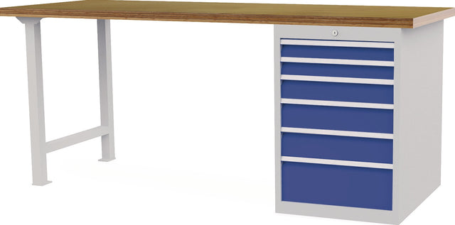 Bedrunka & Hirth Werkbank 2000 mm Buche-Multiplex 6 Schubladen Türen
