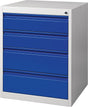 NORDWEST Schubladenschrank BK 600 – 4 Schubladen, Einfachauszug, 80 kg, grau/blau