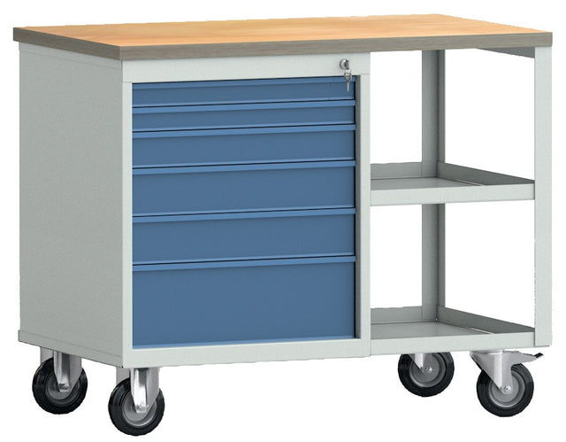 KLW-LUTZ Werkbank PW700 Buche Multiplex 1000x620x805 mm fahrbar 6 Schubladen