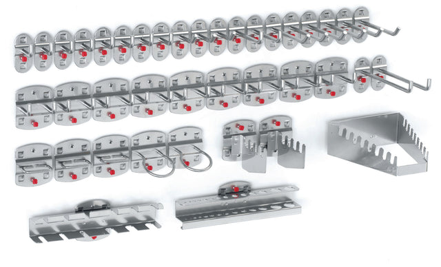 RASTERPLAN Werkzeughalter 40-teilig – 21 Haken, 9 Doppelhaken & 10 Halter für Lochplatten