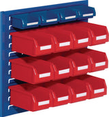 RASTERPLAN Sichtlagerkastenset 450x500x250 mm Stahlblech blau + rot, 16 Kästen