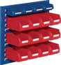 RASTERPLAN Sichtlagerkastenset 450x500x250 mm Stahlblech blau + rot, 16 Kästen