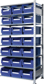 Steckregal H2000xB1000xT500mm Anbauregal 8 Stahlböden 21x Gr.2 blau KAPPES