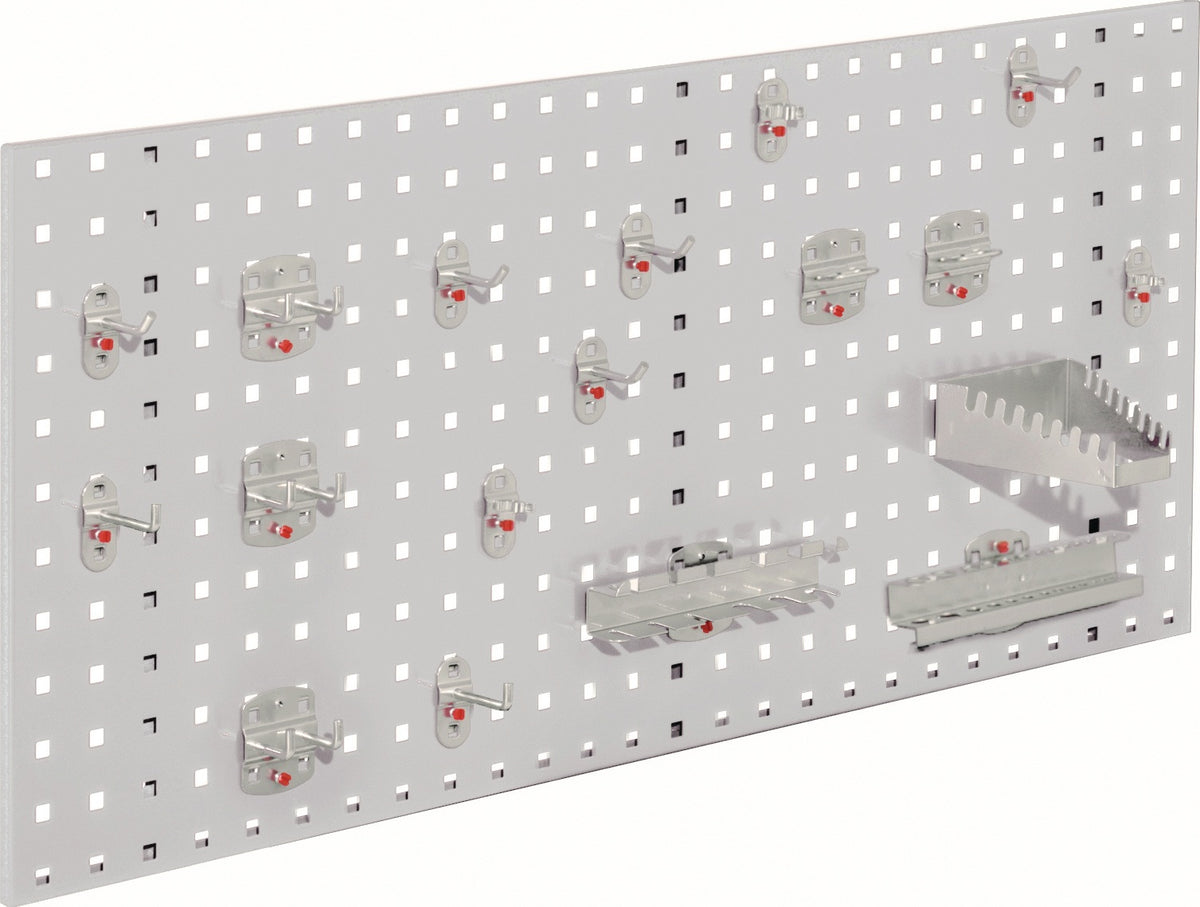 RASTERPLAN Lochplatte B450xL1000mm lichtgrau RAL 7035 18 tlg. – Stahlblech, 38 mm Lochabstand