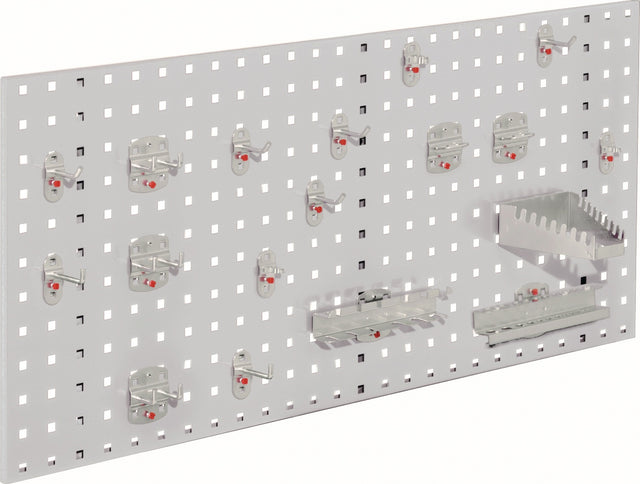 RASTERPLAN Lochplatte B450xL1000mm lichtgrau RAL 7035 18 tlg. – Stahlblech, 38 mm Lochabstand