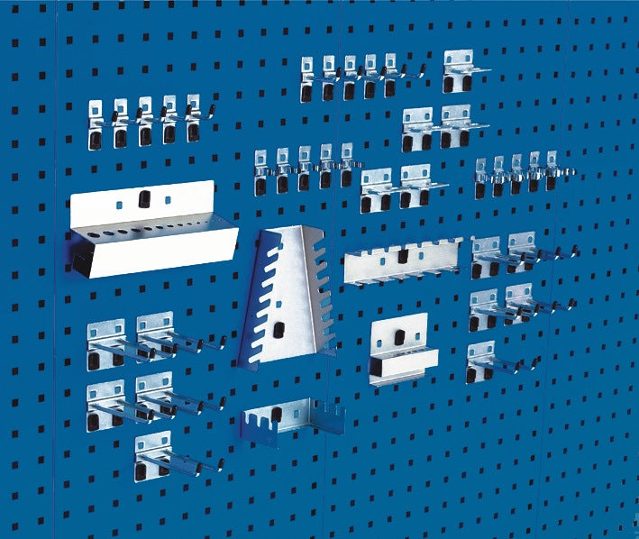 BOTT Werkzeughaltersortiment 40-teilig verzinkt für Lochplatten – 10 Haken, 10 Doppelhaken, 20 Halter