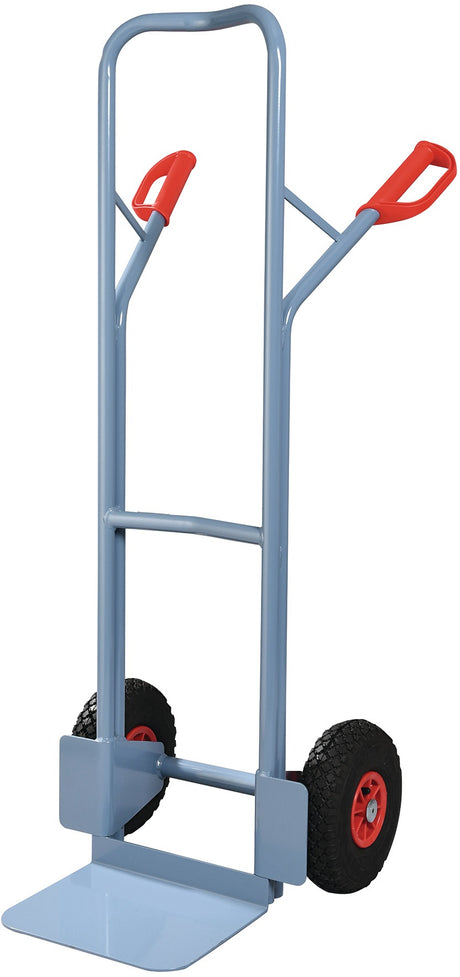 PROMAT Stapelkarre 1300 mm mit Luftbereifung, 300 kg Tragfähigkeit, taubenblau