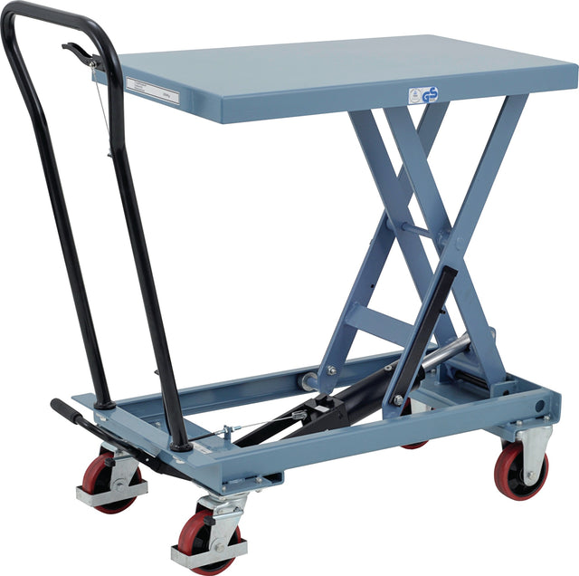 PROMAT Scherenhubtischwagen 150 kg fusshydraulisch – Hubbereich 220–720 mm