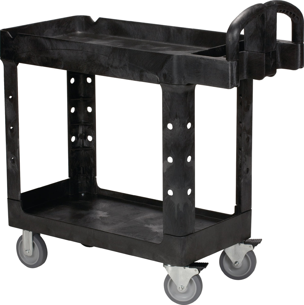 RUBBERMAID Tischwagen 2 Ladeflächen L770xB420mm schwarz, Tragfähigkeit 226 kg