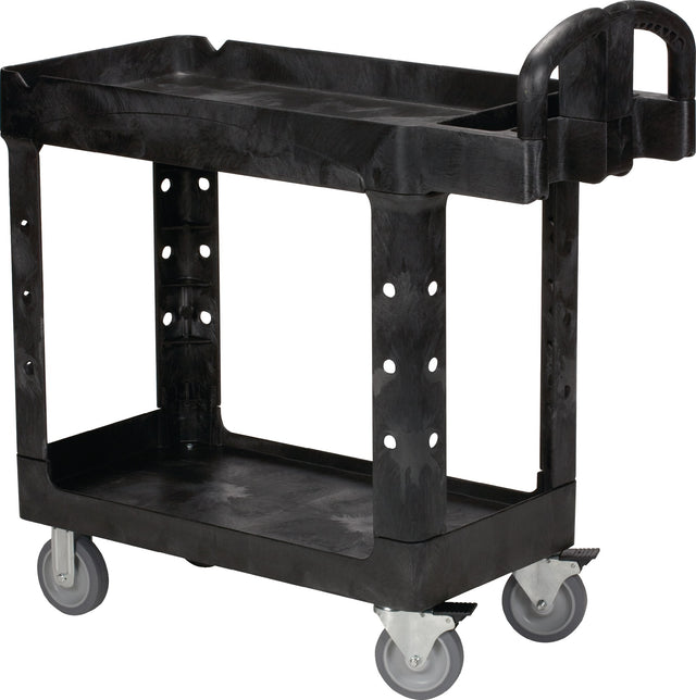 RUBBERMAID Tischwagen 2 Ladeflächen L770xB420mm schwarz, Tragfähigkeit 226 kg