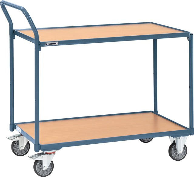 PROMAT Tischwagen 2 Ladeflächen 850x500mm taubenblau Tragfähigkeit 300kg