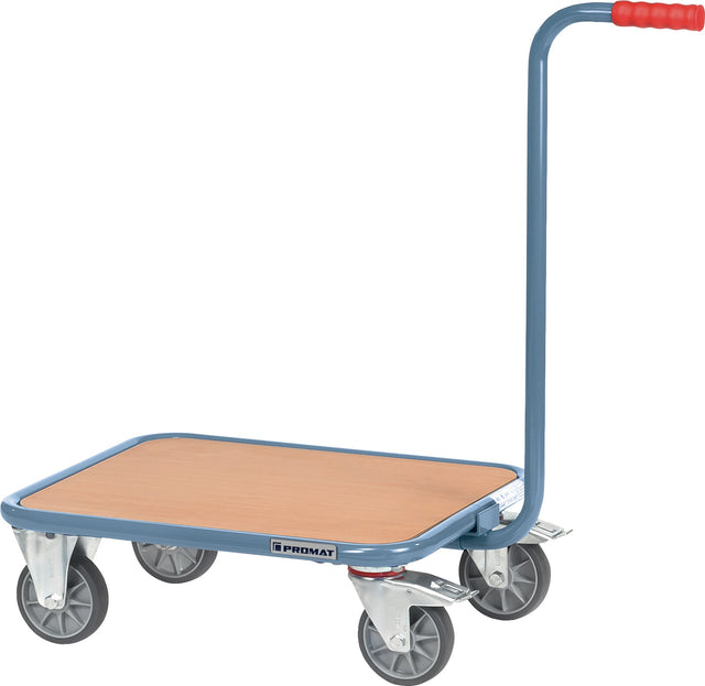 PROMAT Griffroller L600xB500mm Holzwerkstoffplattform taubenblau – Tragfähigkeit 250 kg