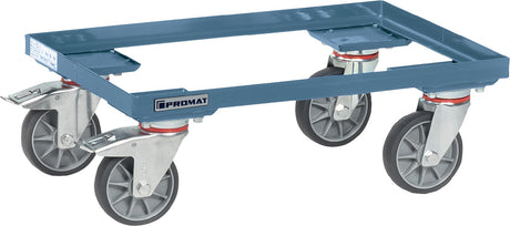 PROMAT Kistenroller 250 kg Tragfähigkeit TPE-Bereifung 605x405 mm taubenblau