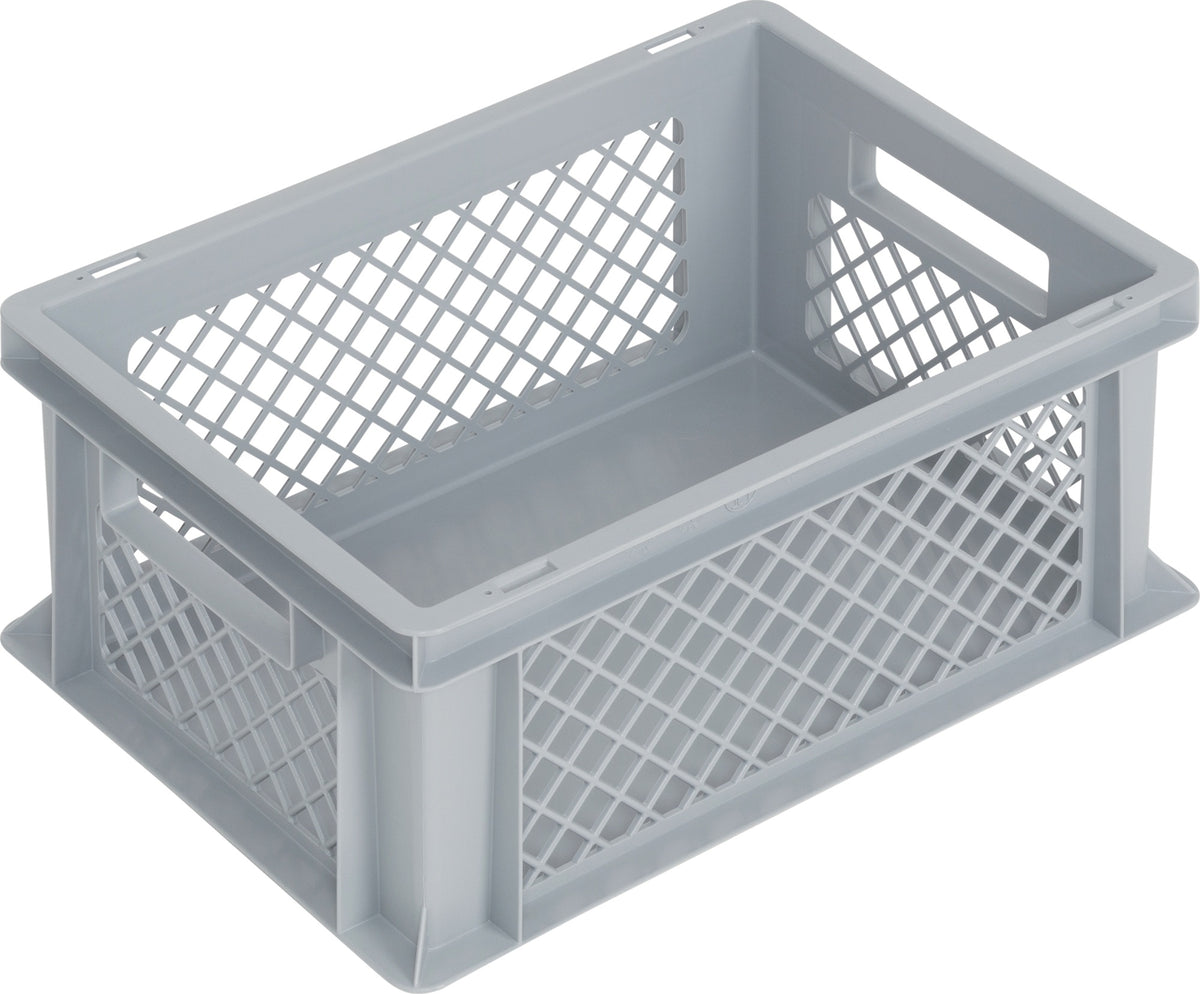 LOCKWEILER Transportbehälter 400x300x170 mm grau PP mit Durchfassgriff und durchbrochenen Seitenwänden