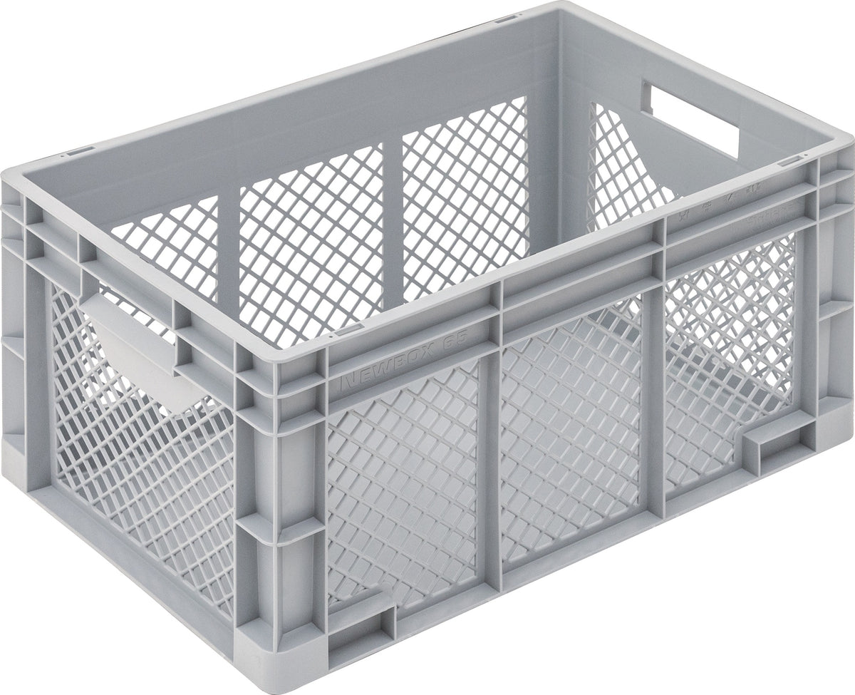LOCKWEILER Transportbehälter 400x300x170 mm grau PP mit Durchfassgriff und durchbrochenen Seitenwänden