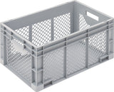 LOCKWEILER Transportbehälter 400x300x170 mm grau PP mit Durchfassgriff und durchbrochenen Seitenwänden