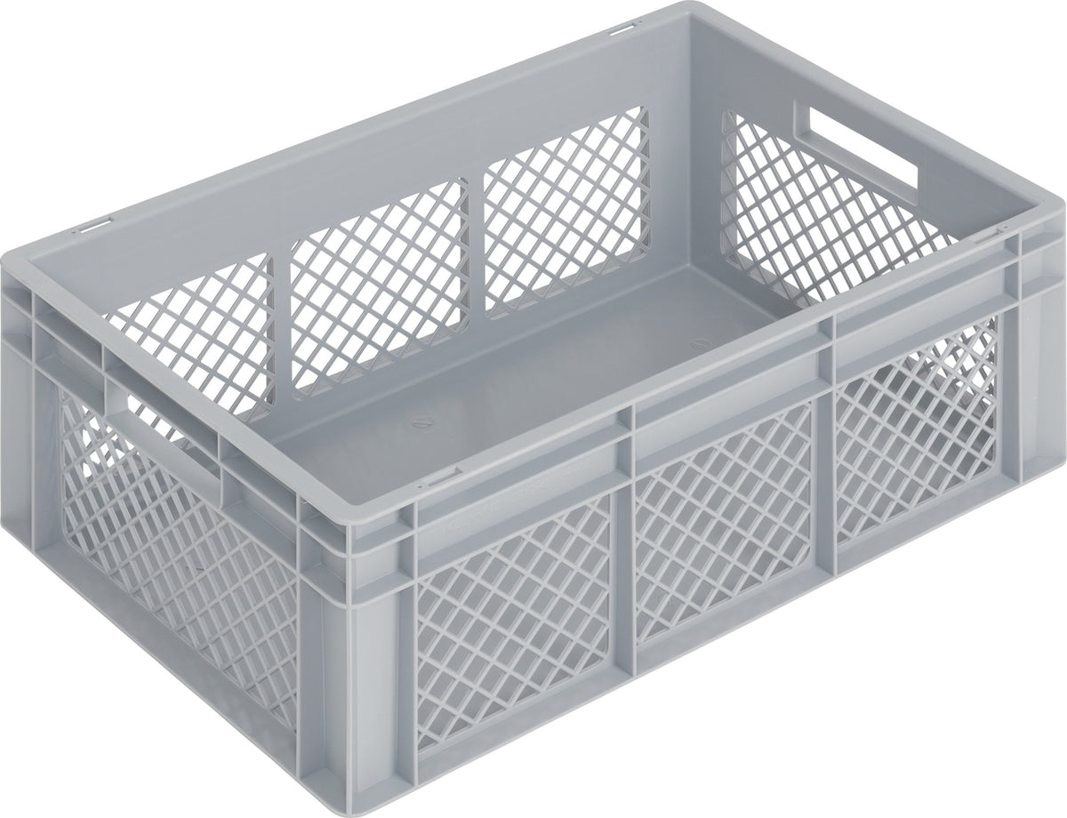 LOCKWEILER Transportbehälter 400x300x170 mm grau PP mit Durchfassgriff und durchbrochenen Seitenwänden