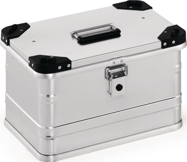NORDWEST Aluminiumbox 29 l mit Klappverschluss und Stapelecken – robuste Transportbox 432 x 335 x 277 mm