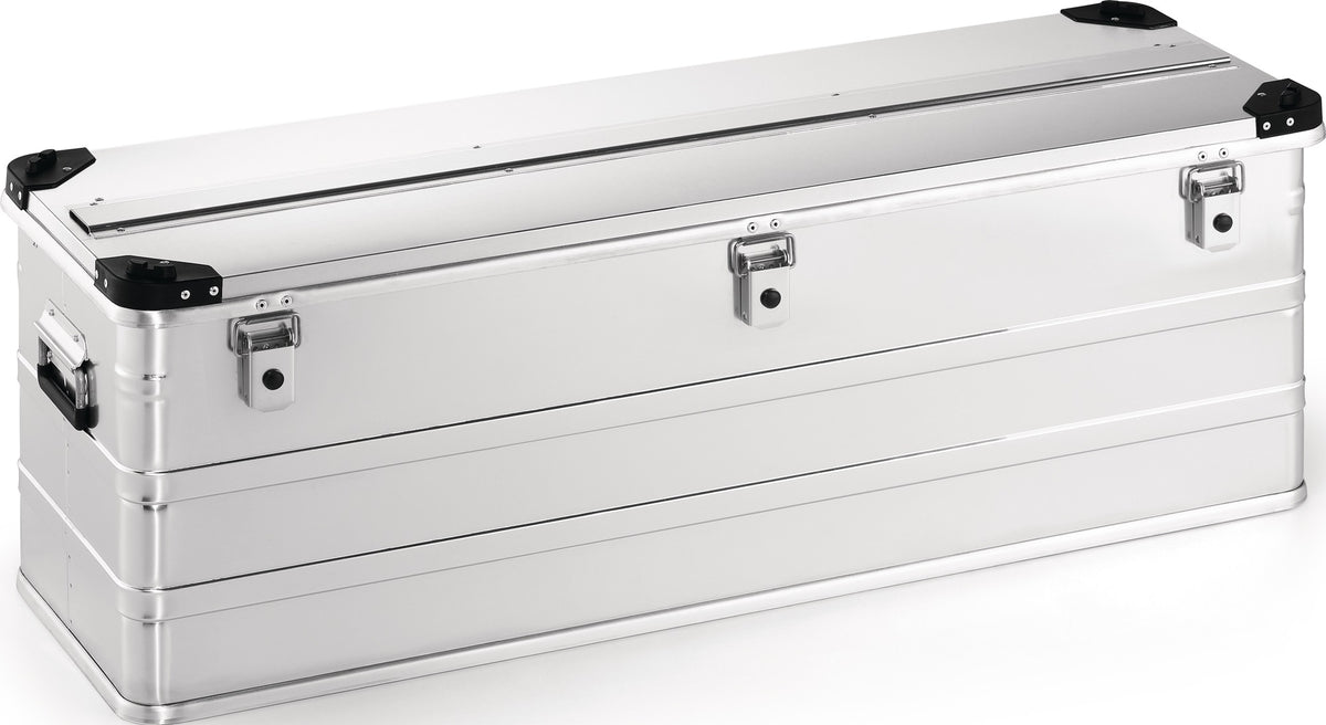 NORDWEST Aluminiumbox 29 l mit Klappverschluss und Stapelecken – robuste Transportbox 432 x 335 x 277 mm