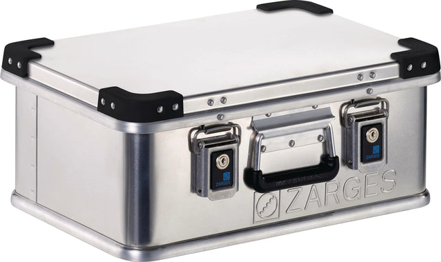 ZARGES Aluminiumbox Mini XS 24 l mit Klappverschluss und Schlüsselschloss – 500 x 340 x 200 mm