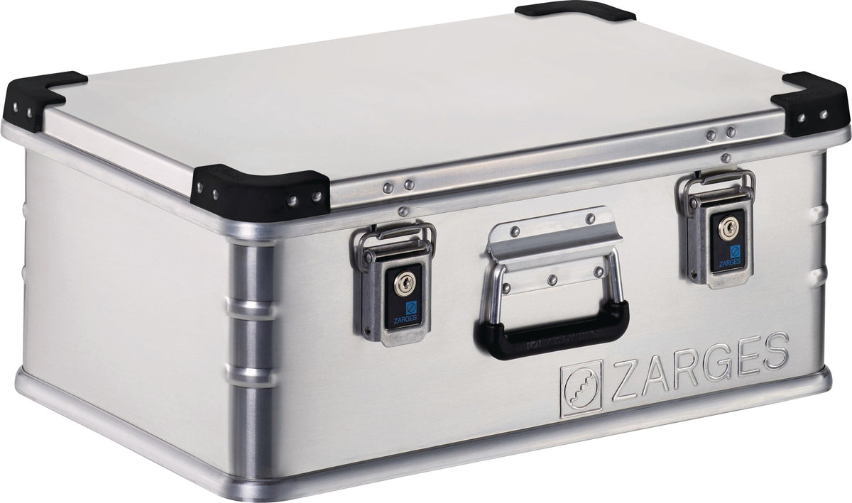 ZARGES Aluminiumbox Mini XS 24 l mit Klappverschluss und Schlüsselschloss – 500 x 340 x 200 mm