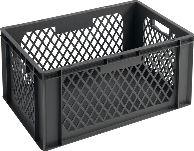 LA-KA-PE Transportbehälter 600x400x320 mm grau PP Durchfassgriff, Seitenwände durchbrochen