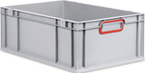 Transportstapelbehälter L400xB300xH120mm grau PP von ALLIT – geschlossener Griff rot