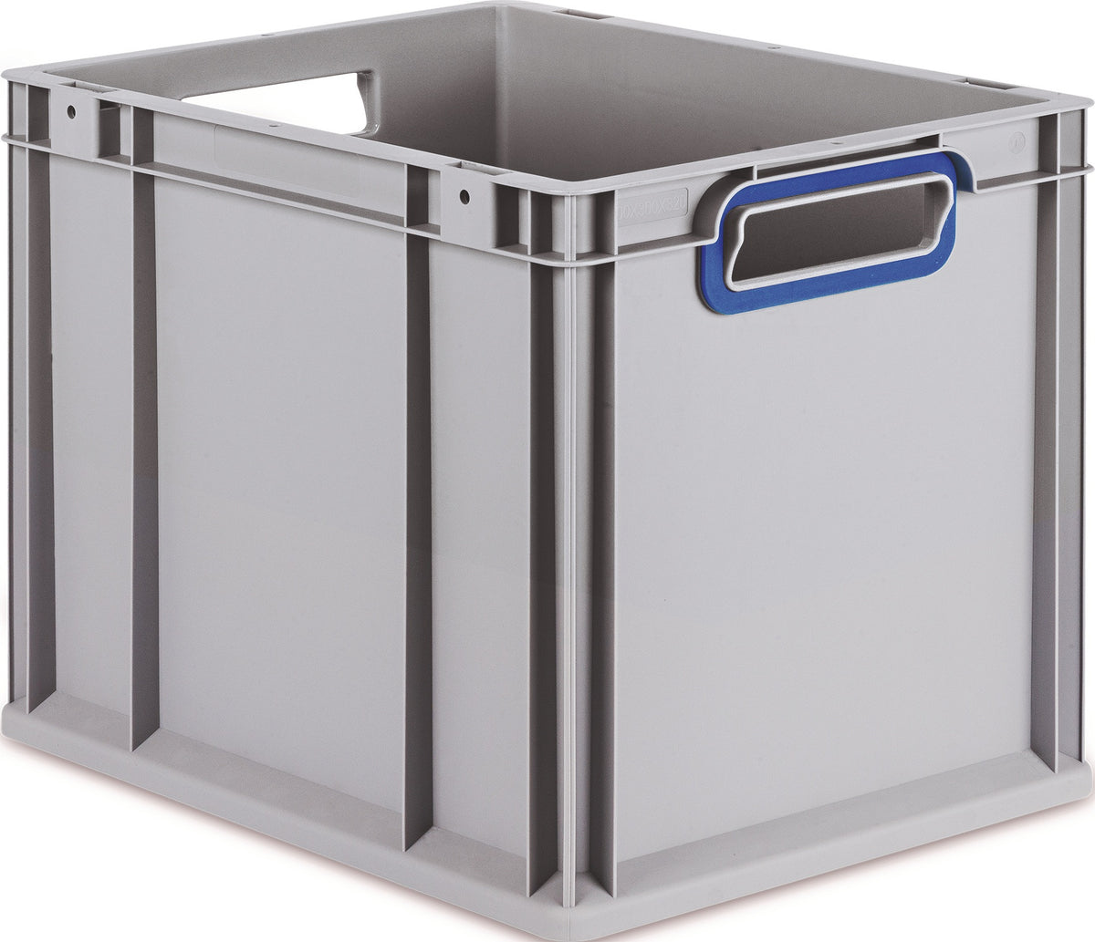 Transportstapelbehälter L400xB300xH120mm grau PP von ALLIT – geschlossener Griff rot