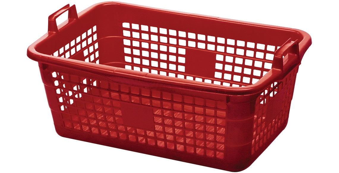 LOCKWEILER Korb 45 l aus Polyethylen, rot, 620 x 425 x 250 mm – stabil und belastbar