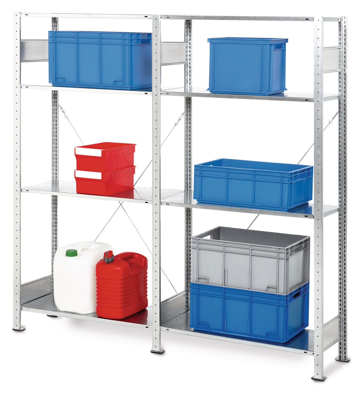 SCHULTE Steckregal 2000x2000x400 mm verzinkt mit 8 Stahlböden – Grund- und Anbauregal, 150 kg pro Boden