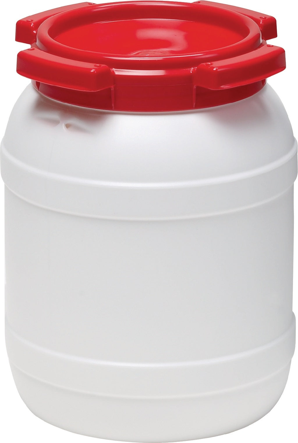 CurTec Weithalsfass 6,0 l PE weiß mit rotem Deckel – UN-X-zertifiziert, luft- und wasserdicht